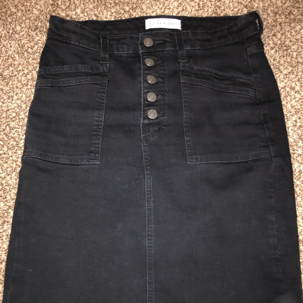 Black denim skirt